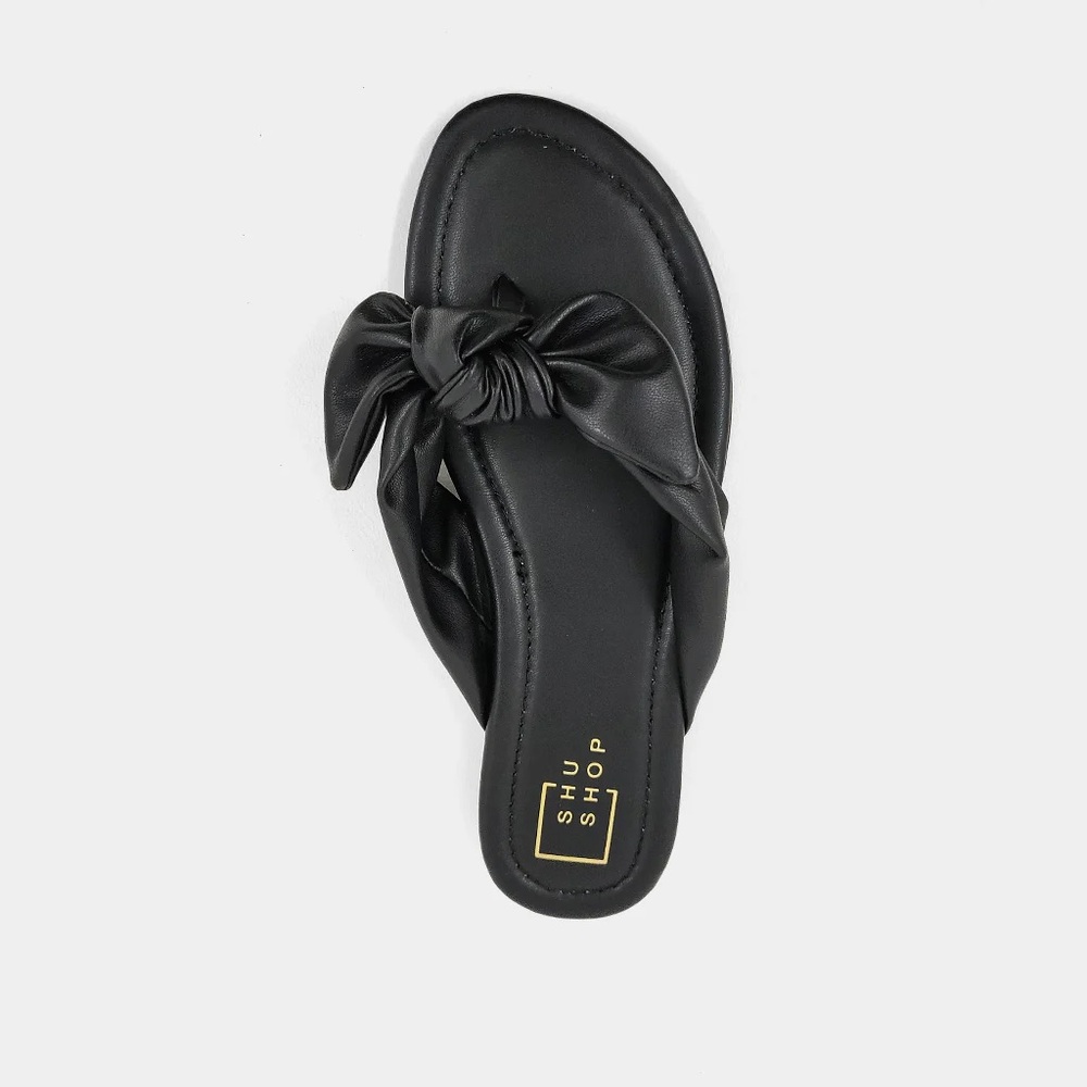 ShuShop Women's Elegant Black Bow Sandals